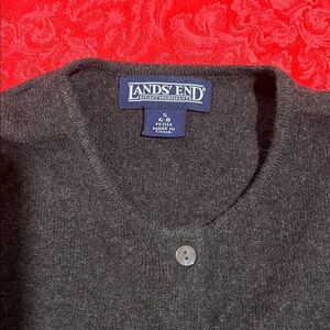 Lands' End Cashmere 100% Women’s  Charcoal Cardigan Small